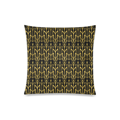 Beautiful BlackAnd Gold Art Deco Pattern Custom Zippered Pillow Case 20"x20"(One Side)