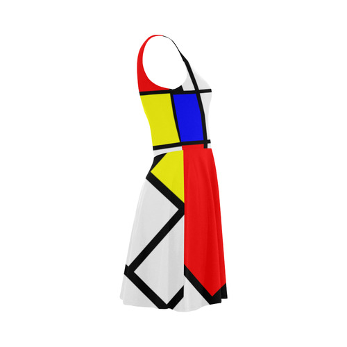 Mosaic DE STIJL Style black yellow red blue Atalanta Sundress (Model D04)