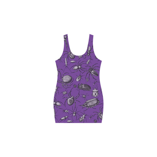 spiders creepy crawlers bugs purple halloween Medea Vest Dress (Model D06)