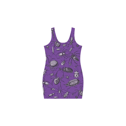 spiders creepy crawlers bugs purple halloween Medea Vest Dress (Model D06)