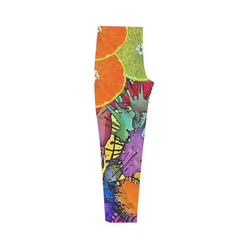 Pop Art Pattern Mix ORANGES SPLASHES multicolored Capri Legging (Model L02)