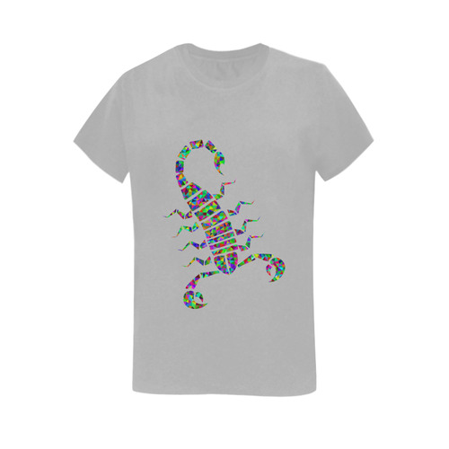Abstract Triangle Scorpion Grey Women's T-Shirt in USA Size (Two Sides Printing)