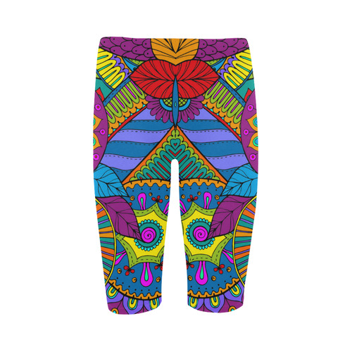 Pop Art PAISLEY Ornaments Pattern multicolored Hestia Cropped Leggings (Model L03)