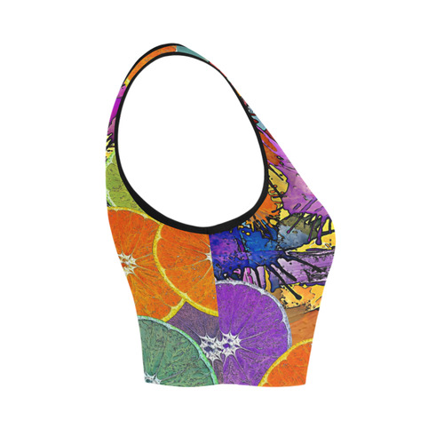 Pop Art Pattern Mix ORANGES SPLASHES multicolored Women's Crop Top (Model T42)