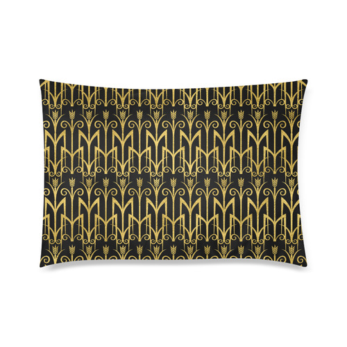 Beautiful BlackAnd Gold Art Deco Pattern Custom Zippered Pillow Case 20"x30" (one side)