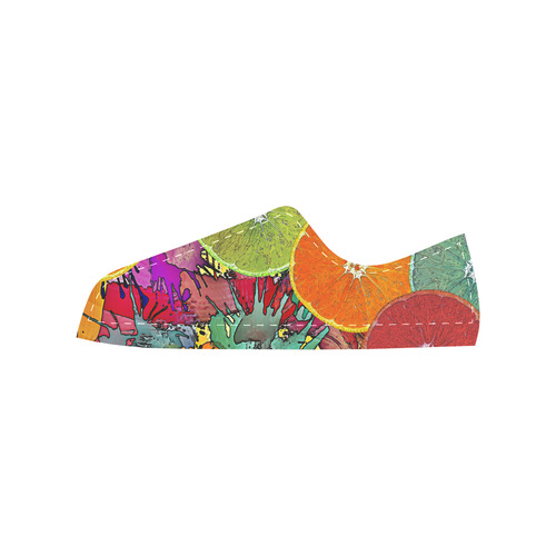 Pop Art Pattern Mix ORANGES SPLASHES multicolored Men's Classic Canvas Shoes/Large Size (Model 018)