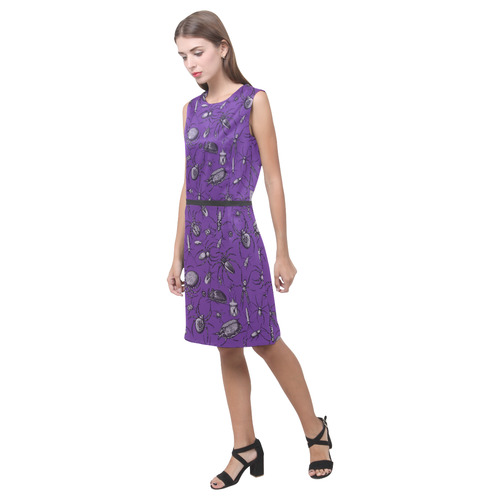 spiders creepy crawlers bugs purple halloween Eos Women's Sleeveless Dress (Model D01)