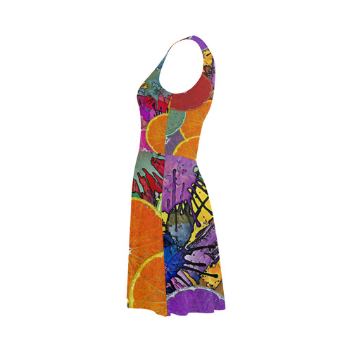 Pop Art Pattern Mix ORANGES SPLASHES multicolored Atalanta Sundress (Model D04)