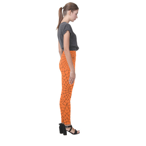 Halloween Spiderwebs - Black and Orange Cassandra Women's Leggings (Model L01)