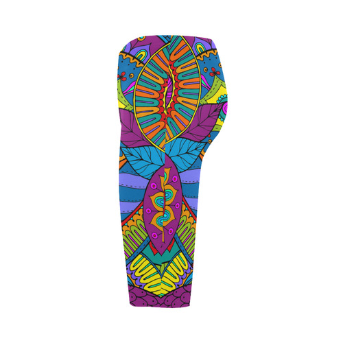 Pop Art PAISLEY Ornaments Pattern multicolored Hestia Cropped Leggings (Model L03)
