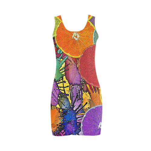 Pop Art Pattern Mix ORANGES SPLASHES multicolored Medea Vest Dress (Model D06)