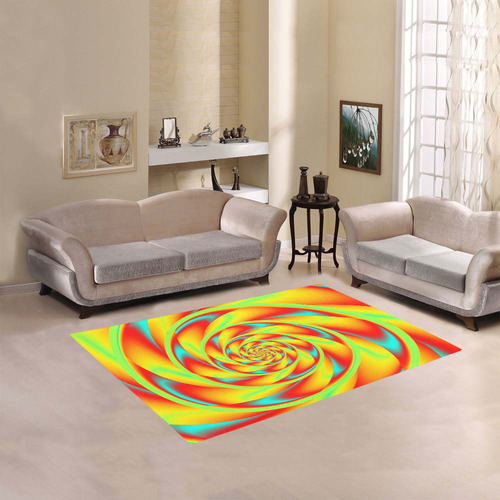 CRAZY POWER SPIRAL - neon colored Area Rug 5'3''x4'