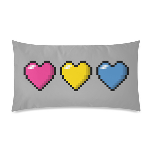 Pansexual Pixel Hearts Rectangle Pillow Case 20"x36"(Twin Sides)