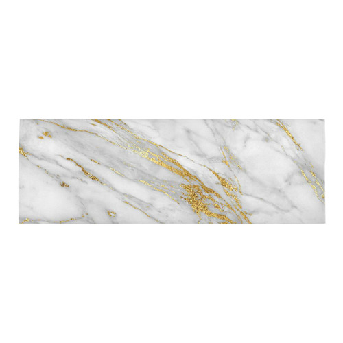 italian Marble, white and gold Area Rug 9'6''x3'3''