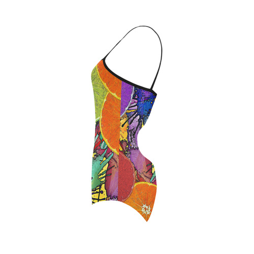 Pop Art Pattern Mix ORANGES SPLASHES multicolored Strap Swimsuit ( Model S05)