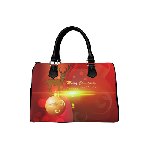 christmas design with reindeer Boston Handbag (Model 1621)