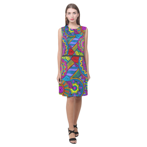 Pop Art PAISLEY Ornaments Pattern multicolored Eos Women's Sleeveless Dress (Model D01)