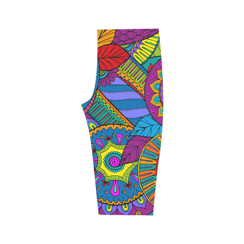 Pop Art PAISLEY Ornaments Pattern multicolored Hestia Cropped Leggings (Model L03)