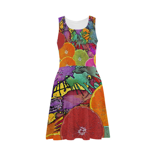 Pop Art Pattern Mix ORANGES SPLASHES multicolored Atalanta Sundress (Model D04)