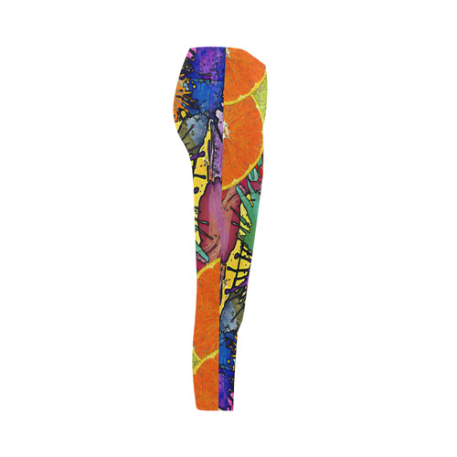 Pop Art Pattern Mix ORANGES SPLASHES multicolored Capri Legging (Model L02)