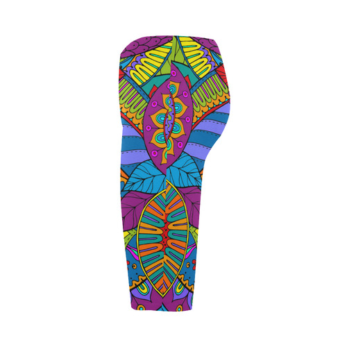 Pop Art PAISLEY Ornaments Pattern multicolored Hestia Cropped Leggings (Model L03)