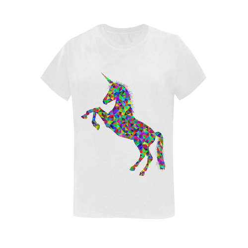 Abstract Triangle Unicorn White Women's T-Shirt in USA Size (Two Sides Printing)