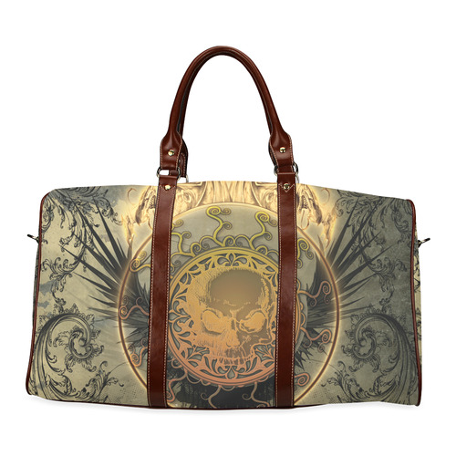 Awesome skulls on round button Waterproof Travel Bag/Small (Model 1639)