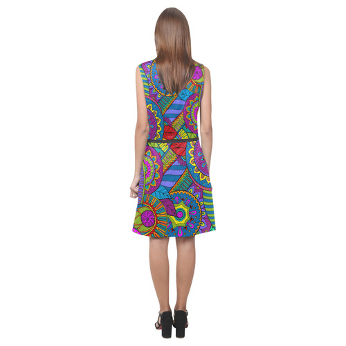 Pop Art PAISLEY Ornaments Pattern multicolored Eos Women's Sleeveless Dress (Model D01)