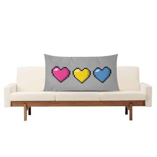 Pansexual Pixel Hearts Rectangle Pillow Case 20"x36"(Twin Sides)
