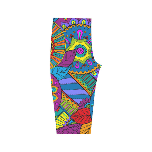 Pop Art PAISLEY Ornaments Pattern multicolored Hestia Cropped Leggings (Model L03)