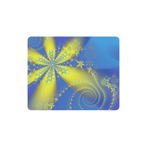 Flower Galaxies Blue Yellow Fractal Art Rectangle Mousepad