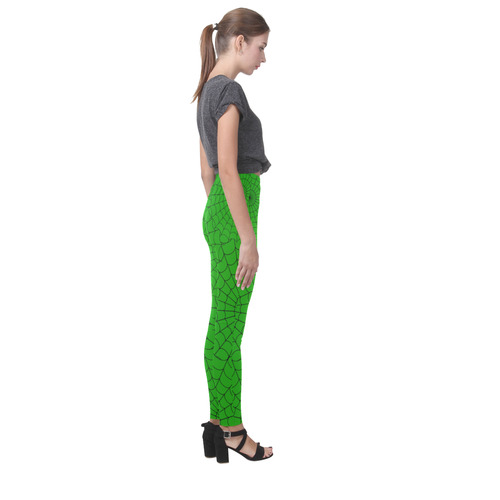 Halloween Spiderwebs - Black and Green Cassandra Women's Leggings (Model L01)