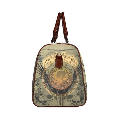 Awesome skulls on round button Waterproof Travel Bag/Small (Model 1639)