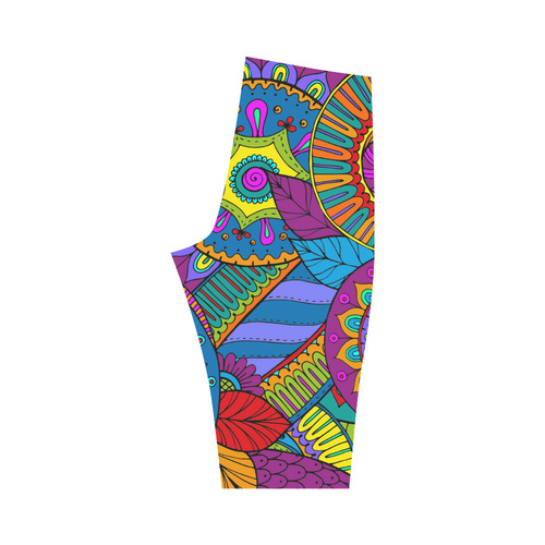 Pop Art PAISLEY Ornaments Pattern multicolored Hestia Cropped Leggings (Model L03)