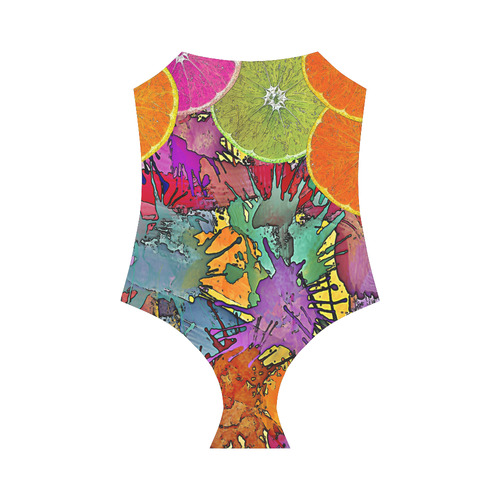 Pop Art Pattern Mix ORANGES SPLASHES multicolored Strap Swimsuit ( Model S05)