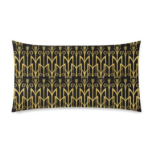 Beautiful BlackAnd Gold Art Deco Pattern Custom Rectangle Pillow Case 20"x36" (one side)
