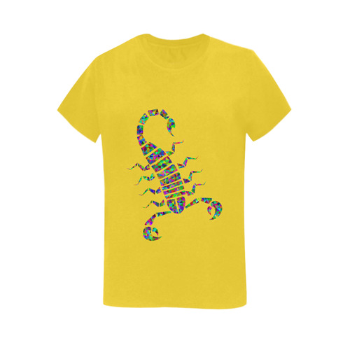 Abstract Triangle Scorpion Yellow Women's T-Shirt in USA Size (Two Sides Printing)