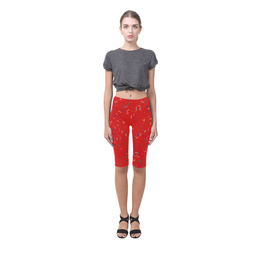 Confetti and  Party Streamers Red Hestia Cropped Leggings (Model L03)