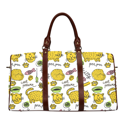 Cute Kitty Cat Power Pattern Waterproof Travel Bag/Small (Model 1639)