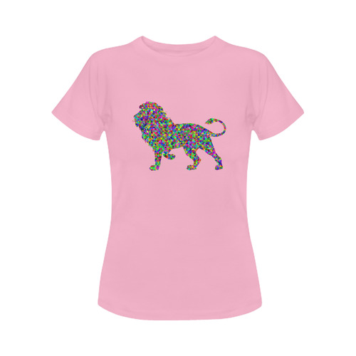 Abstract Triangle Lion Pink Women's Classic T-Shirt (Model T17）