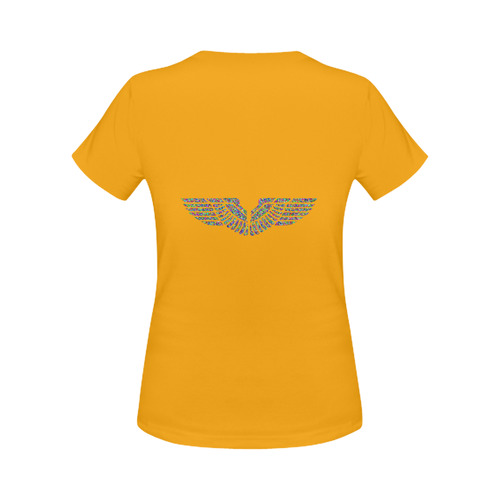 Abstract Triangle Eagle Wings Orange Women's Classic T-Shirt (Model T17）