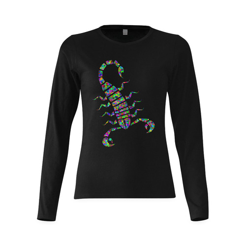 Abstract Triangle Scorpion Black Sunny Women's T-shirt (long-sleeve) (Model T07)