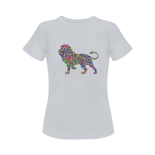 Abstract Triangle Lion Grey Women's Classic T-Shirt (Model T17）