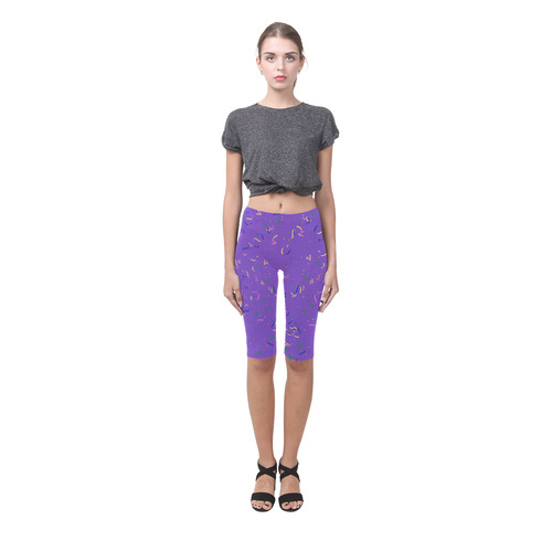 Confetti and  Party Streamers Purple Hestia Cropped Leggings (Model L03)