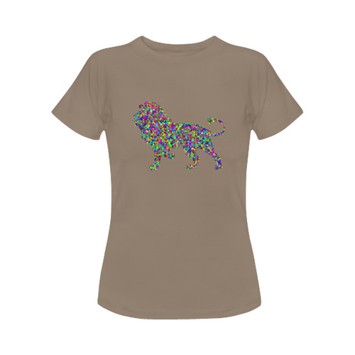 Abstract Triangle Lion Brown Women's Classic T-Shirt (Model T17）