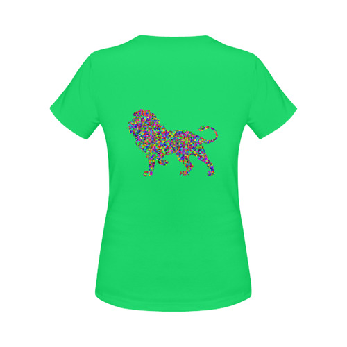 Abstract Triangle Lion Lime Green Women's Classic T-Shirt (Model T17）