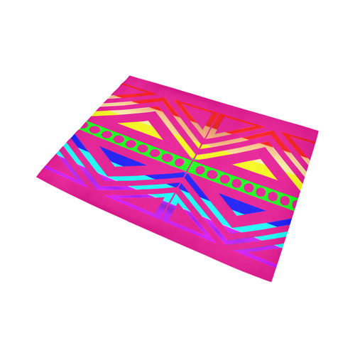 Rainbow Multicolored Ethnic Abstract Design 5 -Fuchsia Pink Area Rug7'x5'