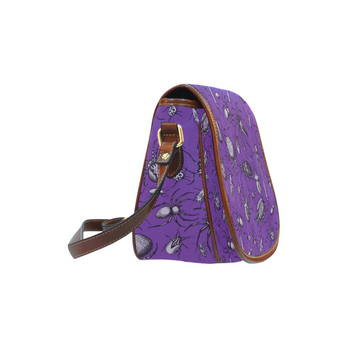 spiders creepy crawlers bugs purple halloween Saddle Bag/Small (Model 1649) Full Customization