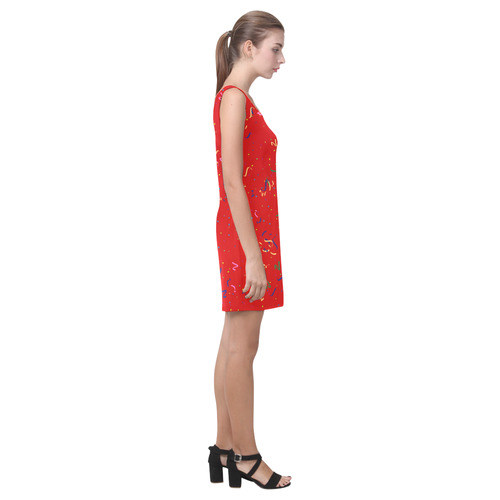 Confetti and  Party Streamers Red Medea Vest Dress (Model D06)