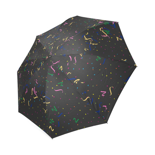 Confetti and  Party Streamers Black Foldable Umbrella (Model U01)